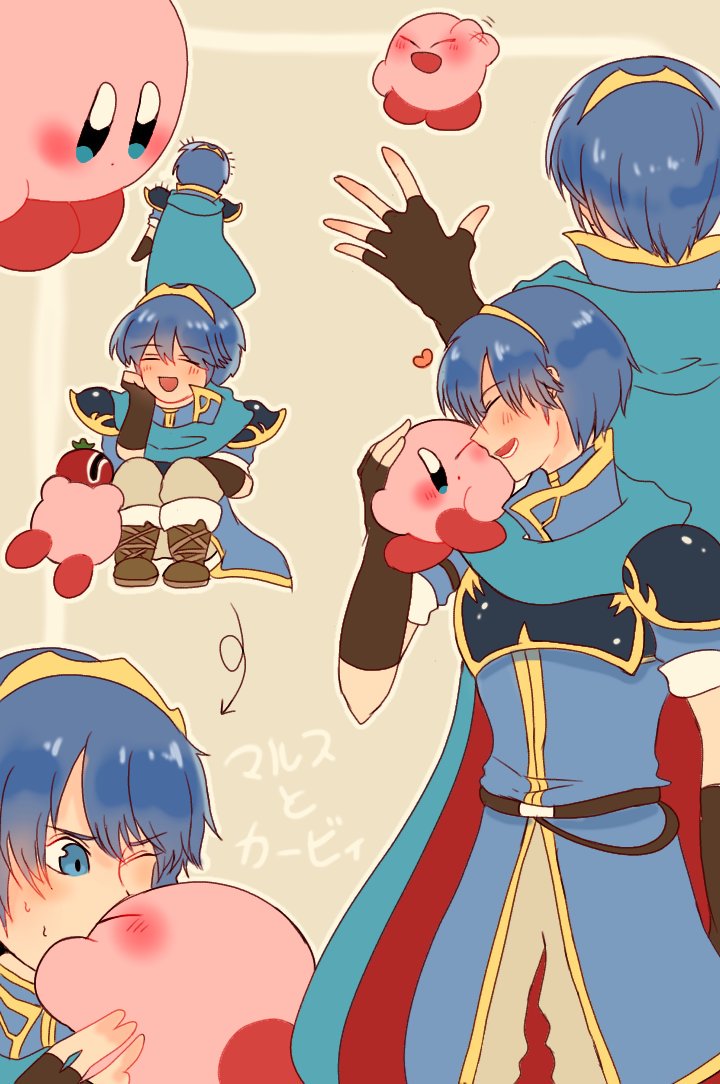 kirby and marth (fire emblem and 3 more) drawn by torasan