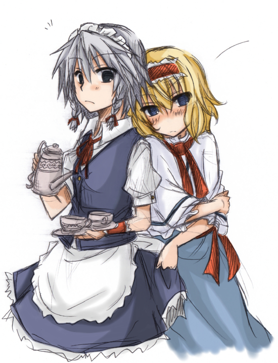 izayoi sakuya and alice margatroid (touhou) drawn by yuuta_(monochrome)