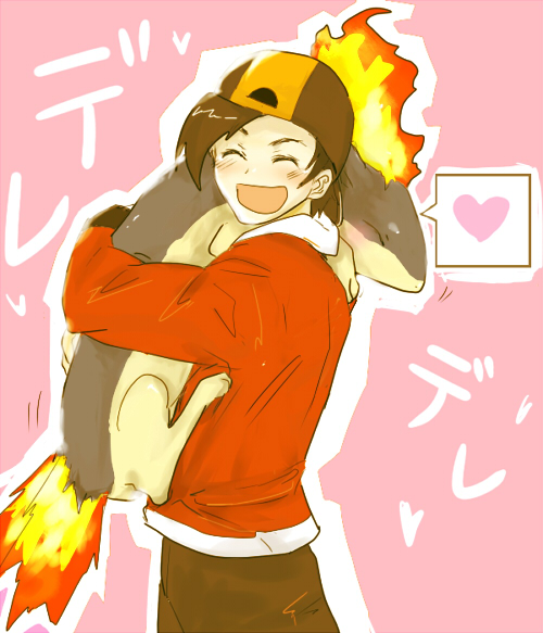 ethan and quilava (pokemon and 1 more) drawn by jingo_kajiki