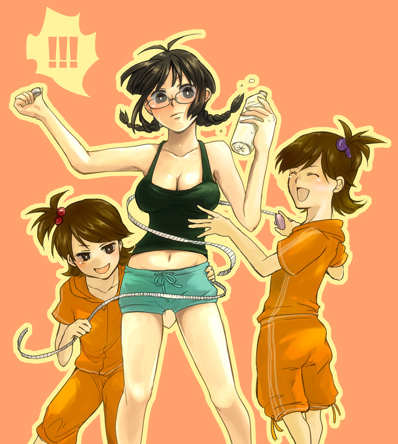 akizuki ritsuko, futami mami, and futami ami (idolmaster and 1 more) drawn by paravoid