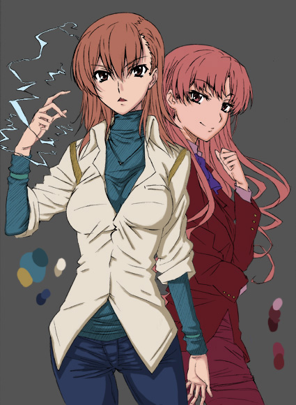 misaka mikoto and shirai kuroko (toaru majutsu no index and 1 more) drawn by drawfag