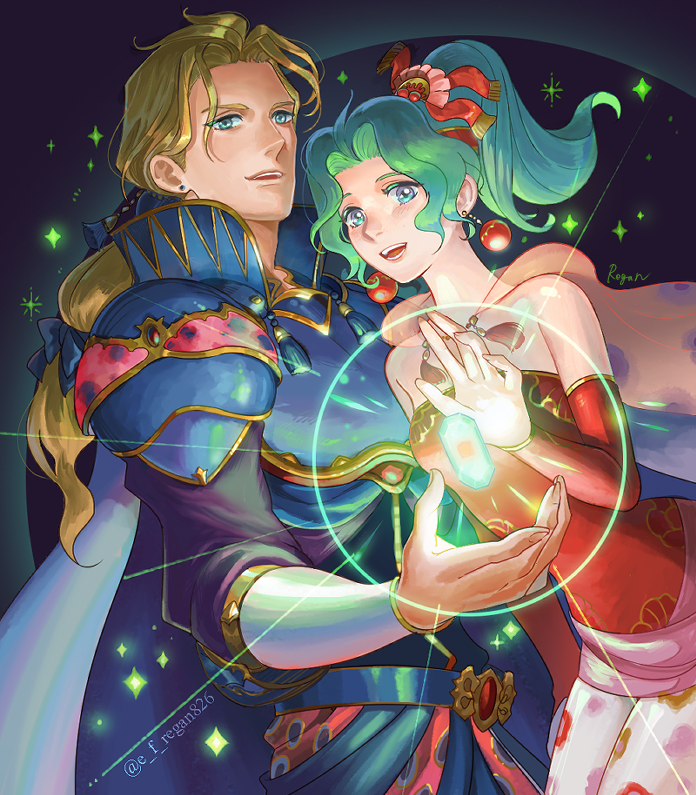 terra branford and edgar roni figaro (final fantasy and 1 more) drawn by regan_(hatsumi)