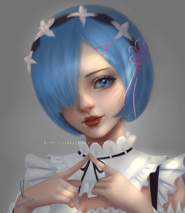 rem (re:zero kara hajimeru isekai seikatsu) drawn by jidu