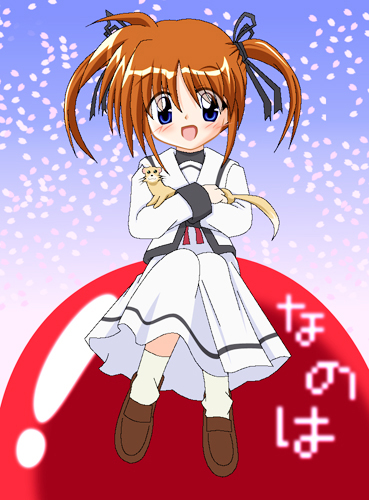takamachi nanoha, raising heart, and yuuno scrya (lyrical nanoha and 1 more)