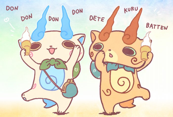 komasan and komajirou (youkai watch and 1 more) drawn by chill_ykon