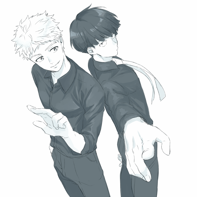 kageyama shigeo and hanazawa teruki (mob psycho 100) drawn by yasutada