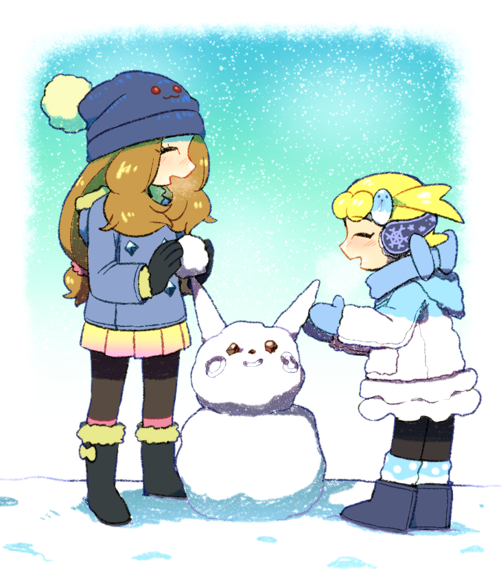 pikachu, serena, and bonnie (pokemon and 1 more) drawn by moyori