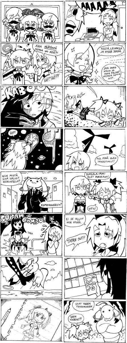 akemi homura, kaname madoka, miki sayaka, sakura kyoko, tomoe mami, and 1 more (mahou shoujo madoka magica) drawn by setz