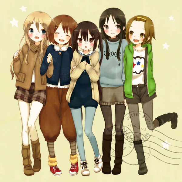 akiyama mio, nakano azusa, hirasawa yui, tainaka ritsu, and kotobuki tsumugi (k-on! and 1 more) drawn by mizutamako