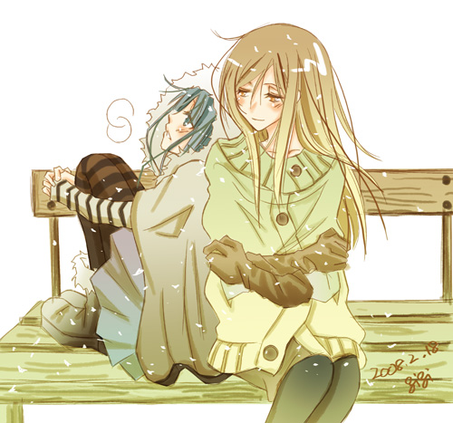 furude rika and takano miyo (higurashi no naku koro ni) drawn by gigi