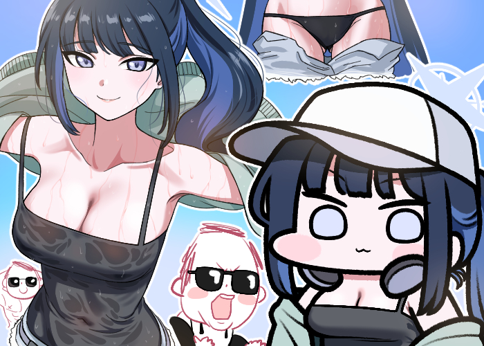 sensei, doodle sensei, and saori (blue archive) drawn by jazz_jack