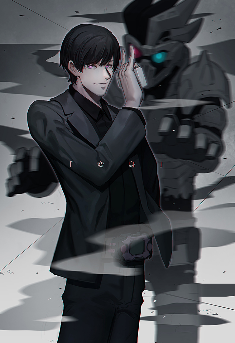 kamen rider genm, dangerous zombie level x, and dan kuroto (kamen rider and 1 more) drawn by za_tatsumi