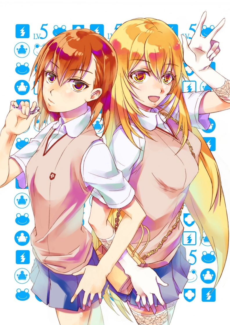 misaka mikoto, shokuhou misaki, and gekota (toaru majutsu no index and 1 more) drawn by inomata_mamoru
