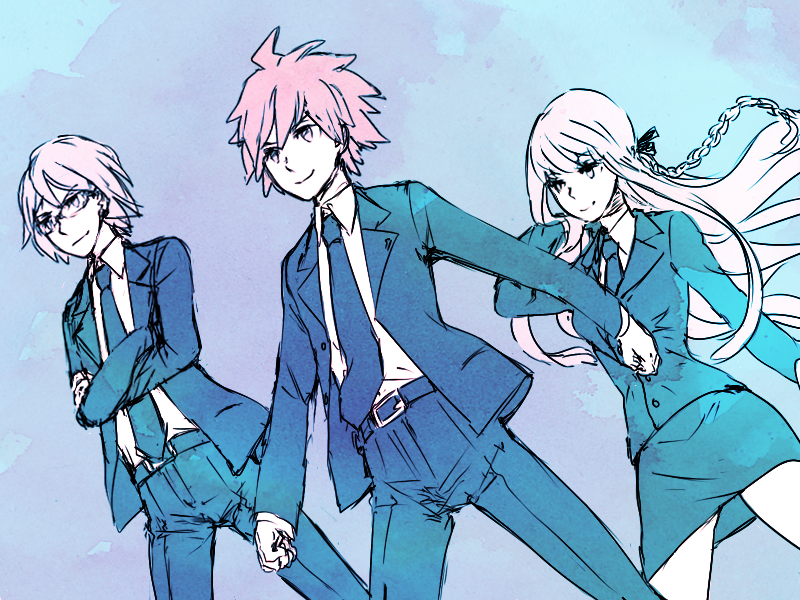 kirigiri kyoko, naegi makoto, and togami byakuya (danganronpa and 1 more) drawn by ai-wa