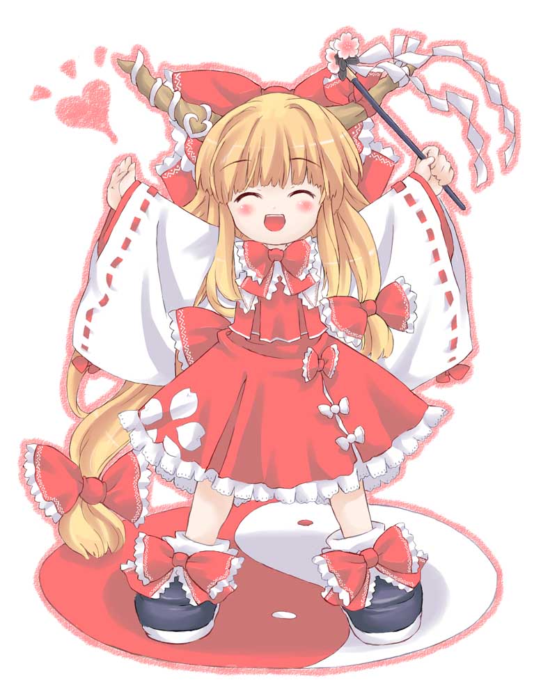 hakurei reimu and ibuki suika (touhou) drawn by tm_(gf-tm)