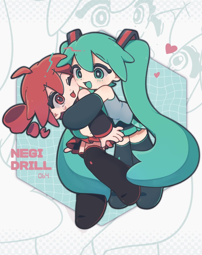 hatsune miku and kasane teto (vocaloid and 1 more) drawn by 064mn