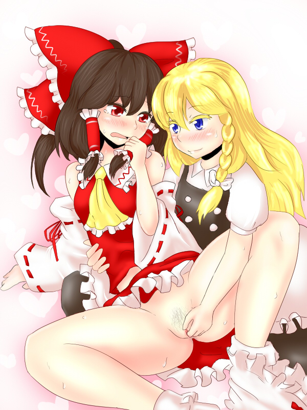 hakurei reimu and kirisame marisa (touhou) drawn by king_(ougon_kingyo-bachi)