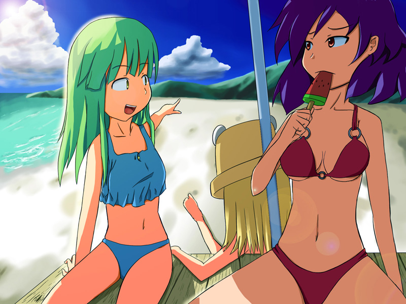 kochiya sanae, moriya suwako, and yasaka kanako (touhou) drawn by tetsuji