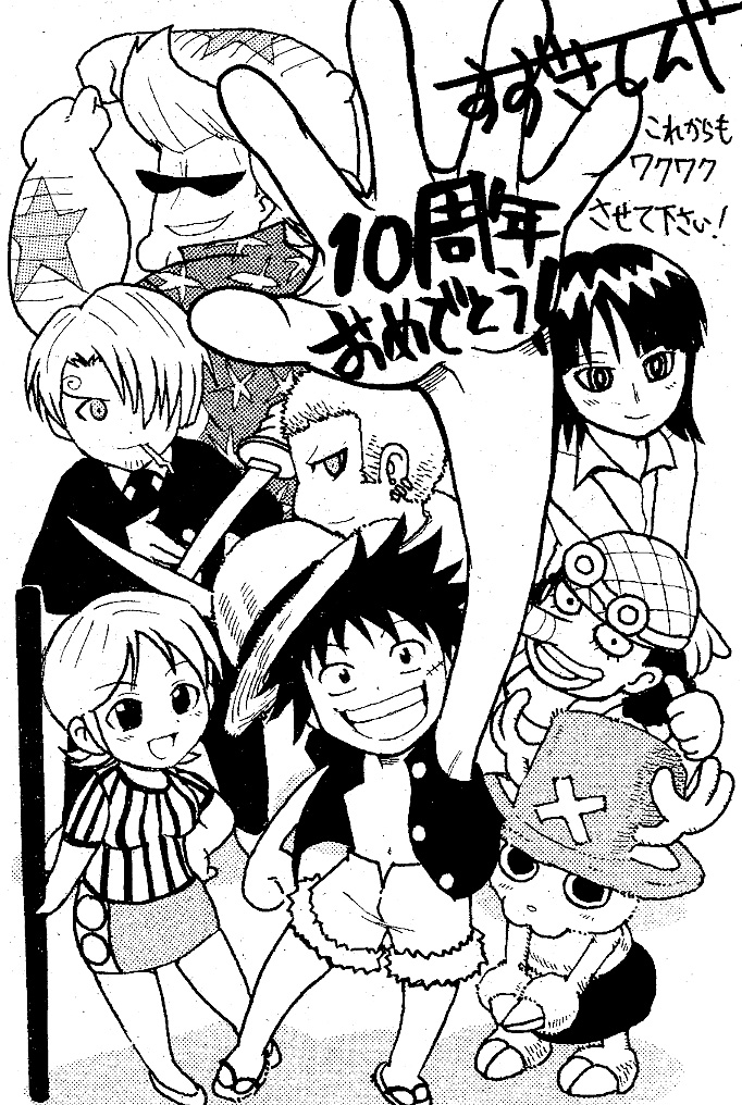 nami, monkey d. luffy, nico robin, roronoa zoro, sanji, and 3 more (one piece) drawn by shinya_sheep