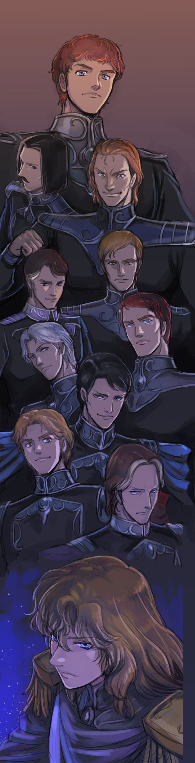 reinhard von lohengramm, oskar von reuenthal, siegfried kircheis, wolfgang mittermeyer, paul von oberstein, and 6 more (ginga eiyuu densetsu) drawn by shinmai_(kyata)
