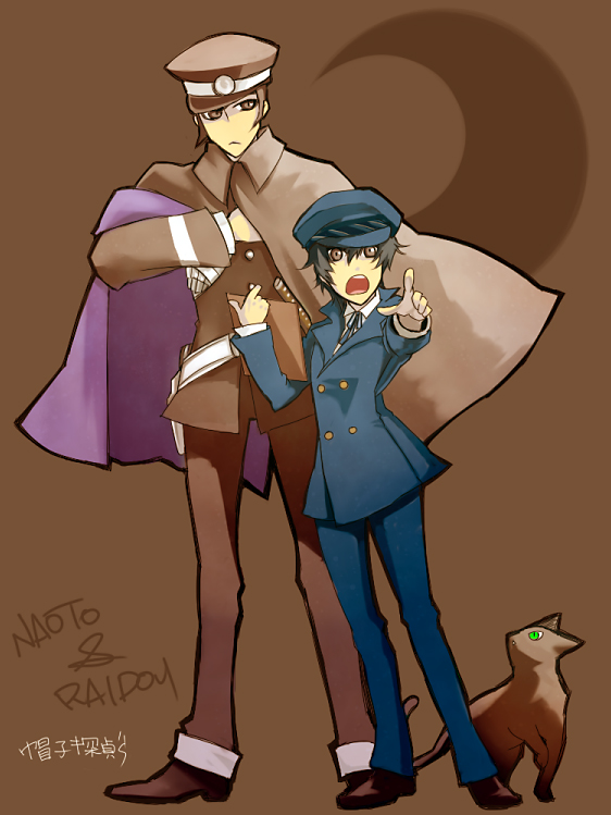 shirogane naoto, kuzunoha raidou, and gouto (persona and 3 more) drawn by sei-fu