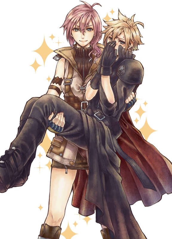 cloud strife and lightning farron (final fantasy and 2 more) drawn by nanase_shie