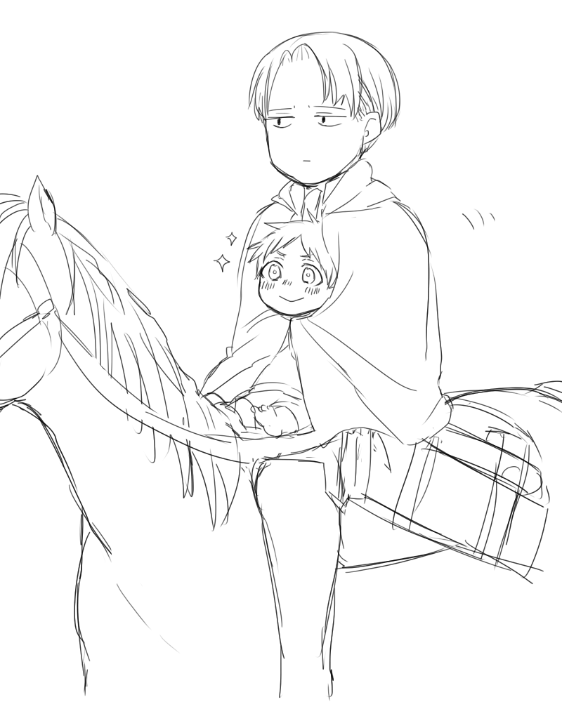 eren yeager and levi (shingeki no kyojin) drawn by qia_li