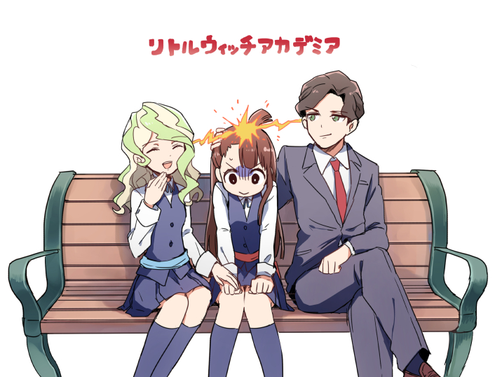 kagari atsuko, diana cavendish, and andrew hanbridge (little witch academia) drawn by shake_sawa