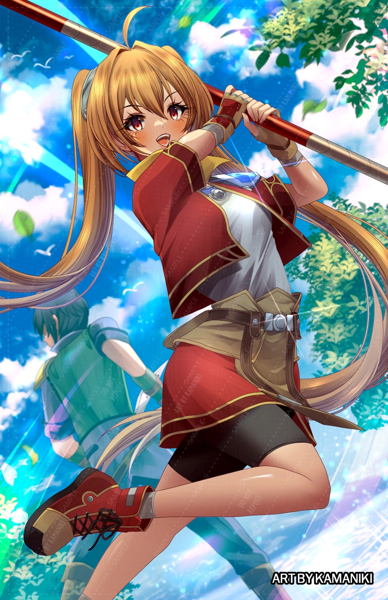 estelle bright and joshua bright (eiyuu densetsu and 1 more) drawn by kamaniki