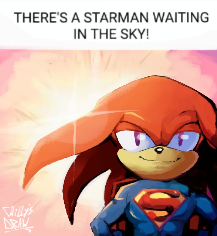 knuckles the echidna and superman (sonic and 2 more) drawn by draw_chill's