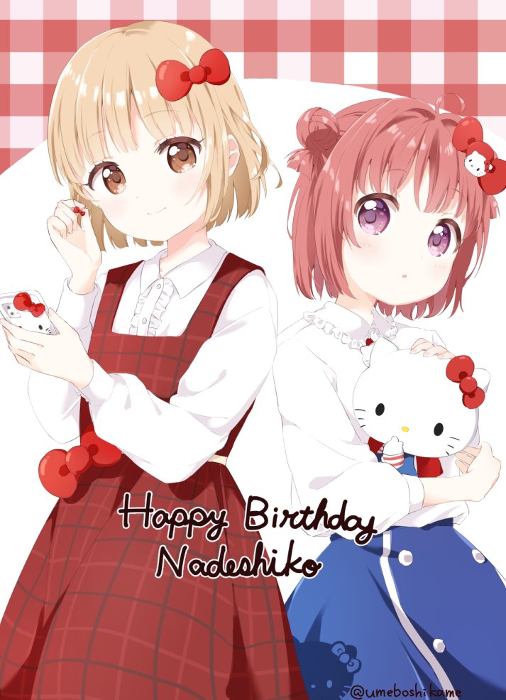 akaza akari, hello kitty, and oomuro nadeshiko (yuruyuri and 2 more) drawn by mearian