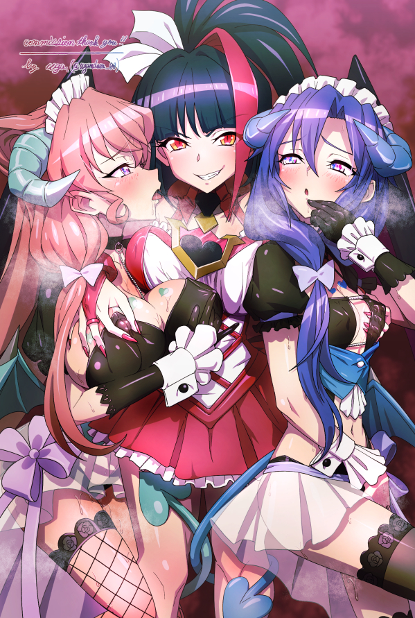 kazanari tsubasa, maria cadenzavna eve, and millaarc (senki zesshou symphogear) drawn by uganda_(ugandam_00)