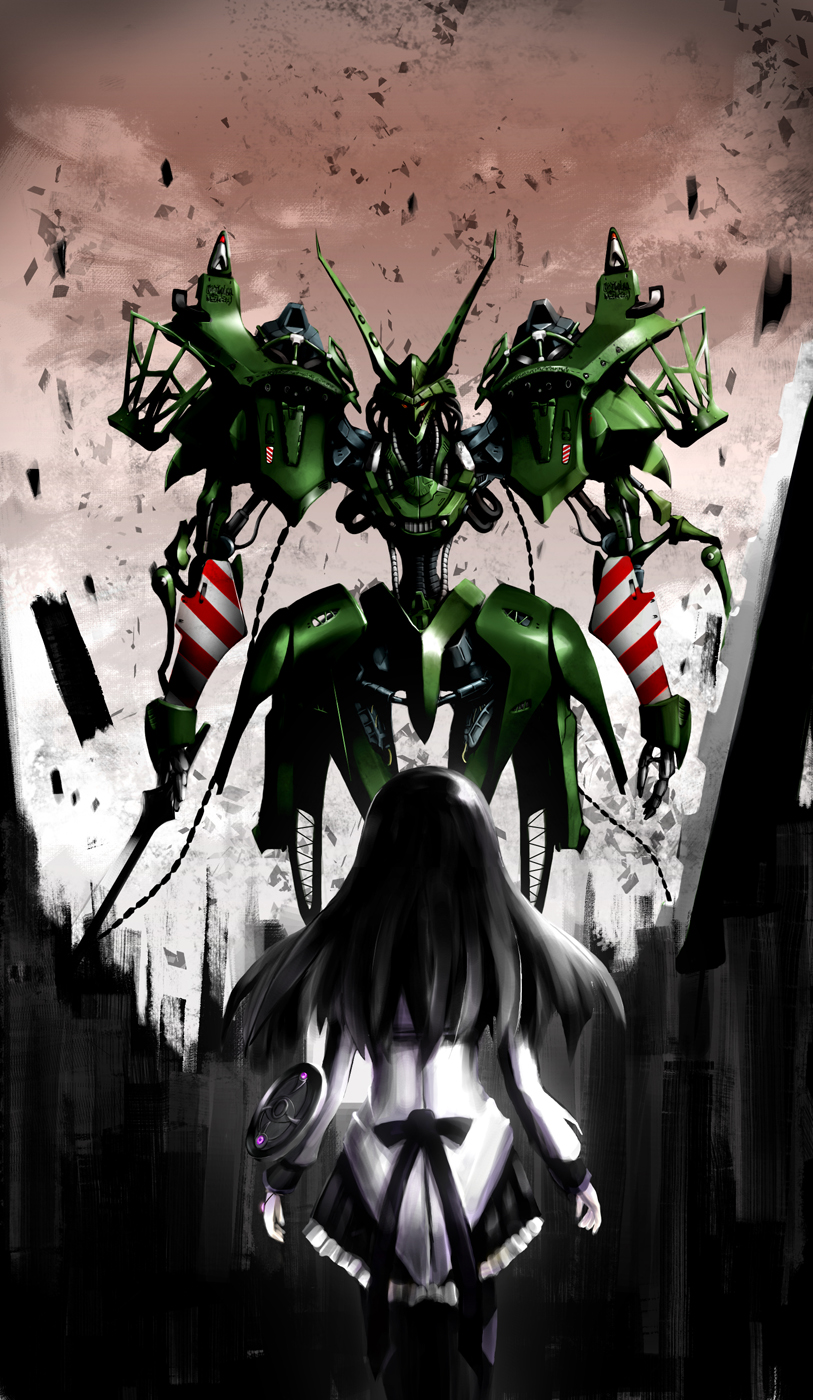 akemi homura and jagd mirage (mahou shoujo madoka magica and 1 more) drawn by solokov_(okb-999)