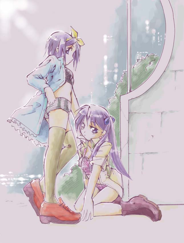 hiiragi kagami and hiiragi tsukasa (lucky star) drawn by jason_(kaiten_kussaku_kikou)