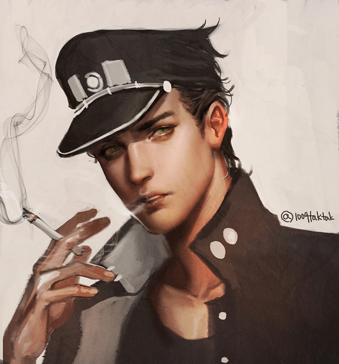 kujo jotaro (jojo no kimyou na bouken and 1 more) drawn by jeongu_(1009taktak)