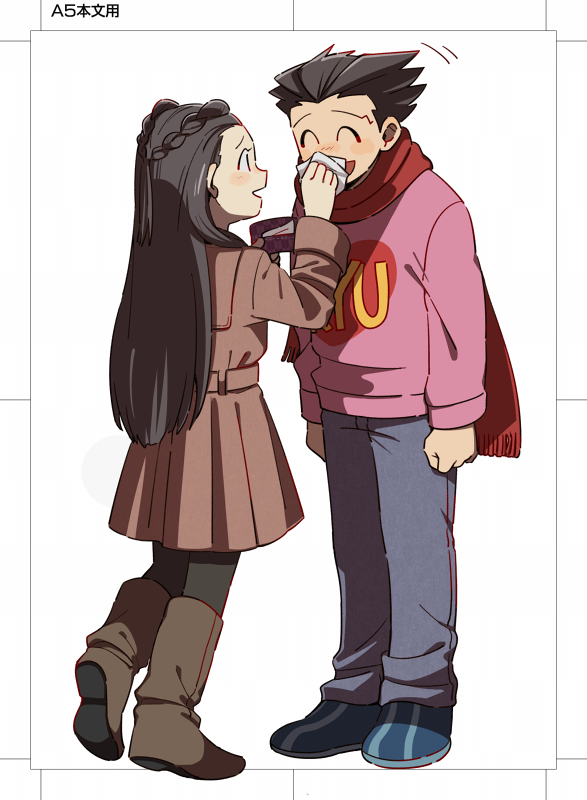 phoenix wright and iris (ace attorney and 1 more) drawn by wahootarou
