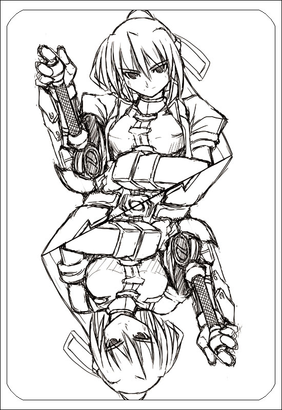 signum and laevatein (lyrical nanoha and 2 more) drawn by yuuka_(o.t.kingdom)