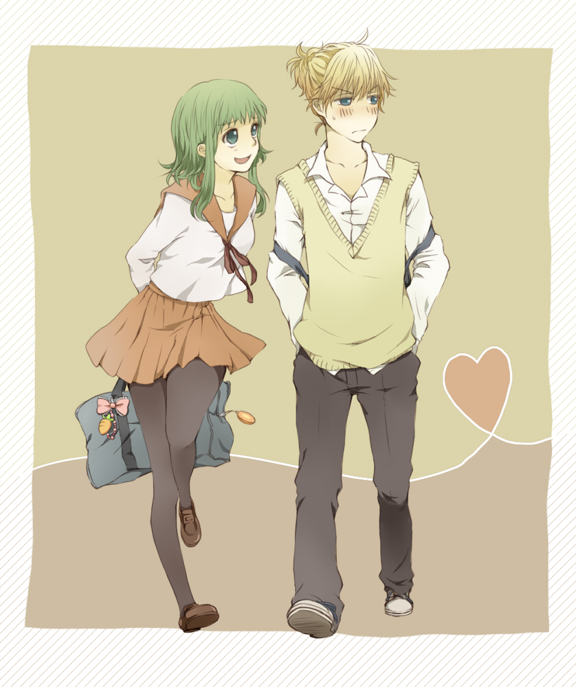 kagamine len and gumi (vocaloid and 1 more) drawn by booota