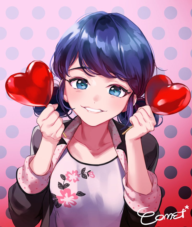 marinette dupain-cheng and ladybug (miraculous ladybug) drawn by comet_(teamon)