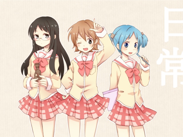 naganohara mio, aioi yuuko, and minakami mai (nichijou) drawn by amu_(m_aa)