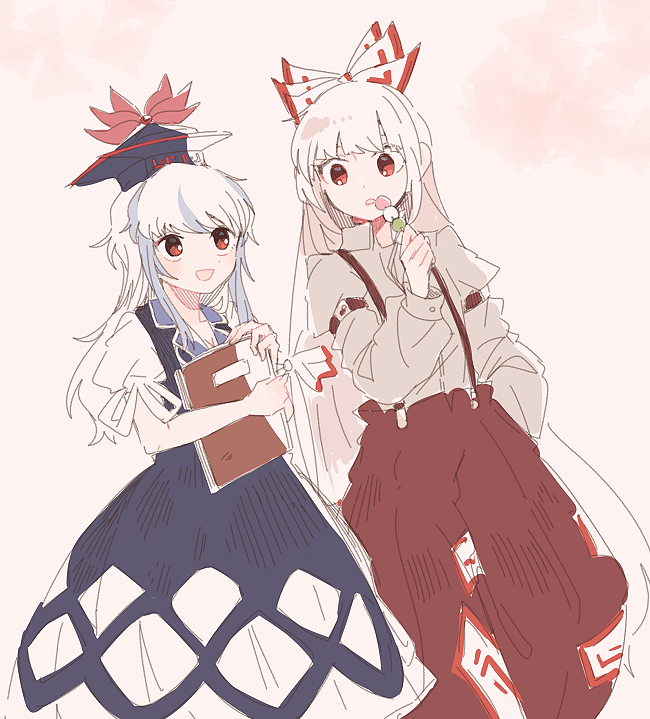 fujiwara no mokou and kamishirasawa keine (touhou) drawn by itomugi-kun