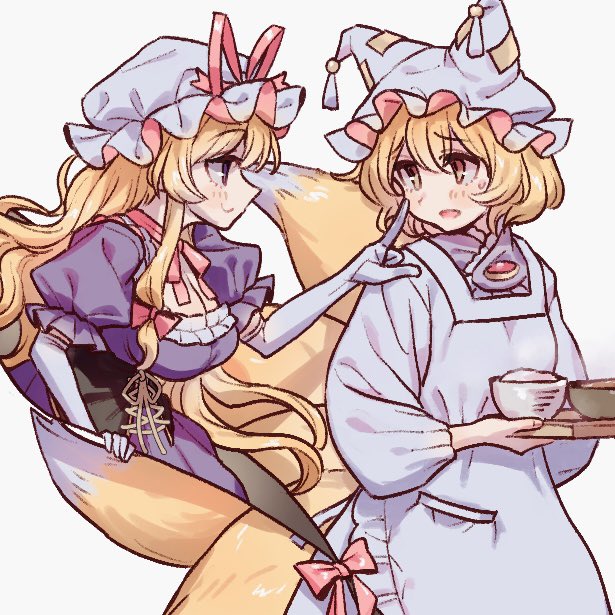 yakumo yukari and yakumo ran (touhou) drawn by masanaga_(tsukasa)