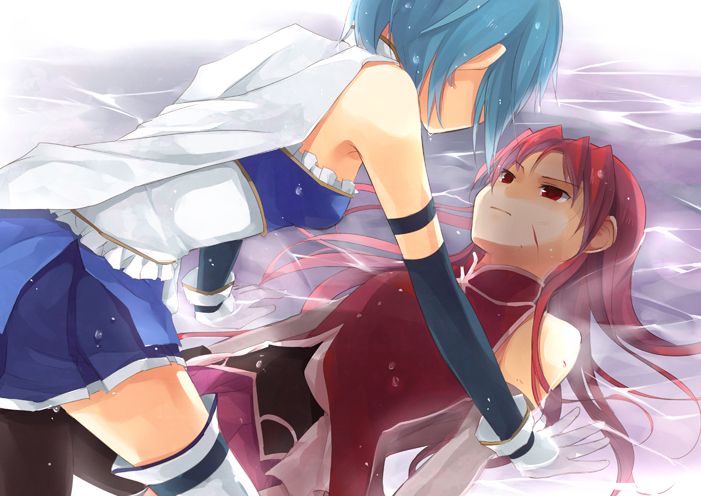 miki sayaka and sakura kyoko (mahou shoujo madoka magica) drawn by jing_hu