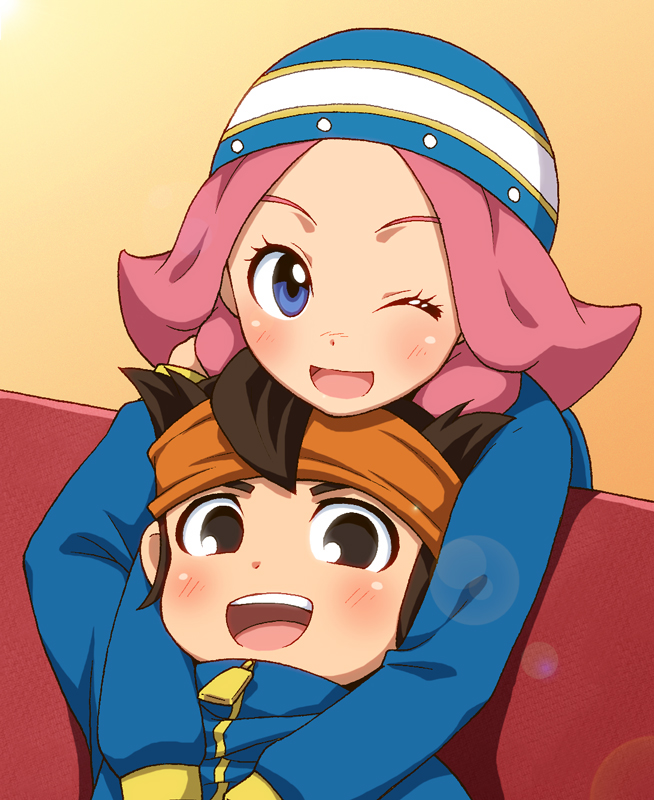 endou mamoru and zaizen touko (inazuma eleven) drawn by maron_(quintet_colors)