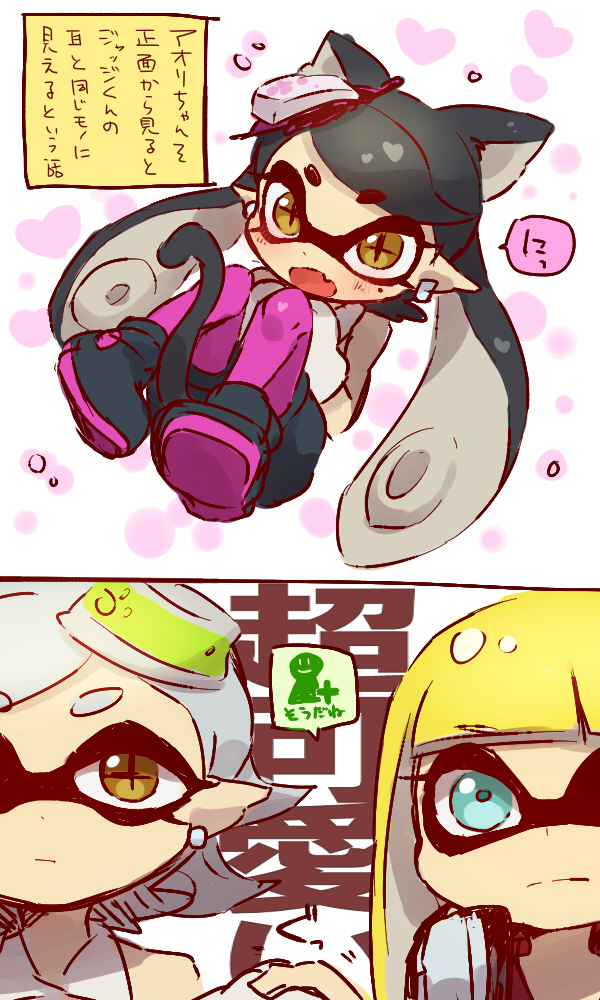 inkling player character, inkling girl, callie, and marie (splatoon and 1 more) drawn by ukata