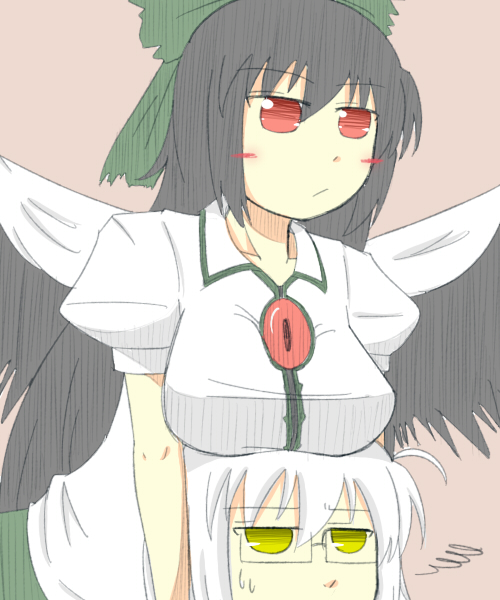 reiuji utsuho and morichika rinnosuke (touhou) drawn by kita_(higan)