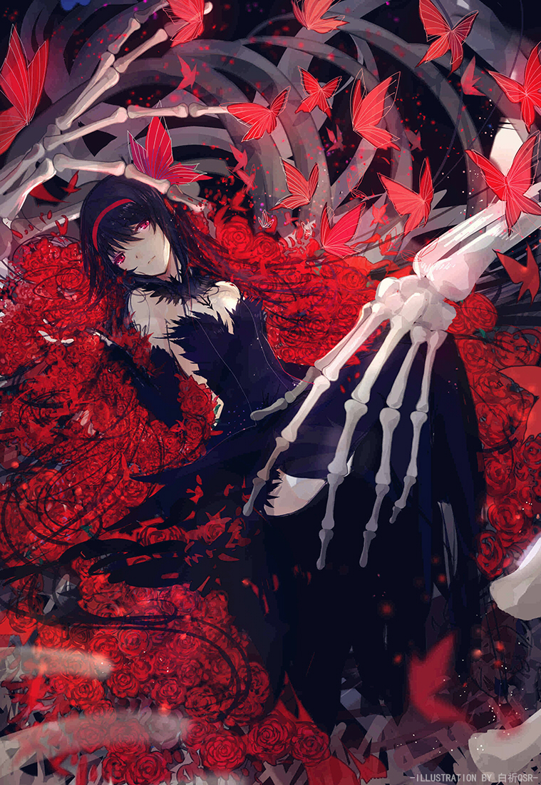 akemi homura and akuma homura (mahou shoujo madoka magica and 1 more) drawn by bai_qi-qsr