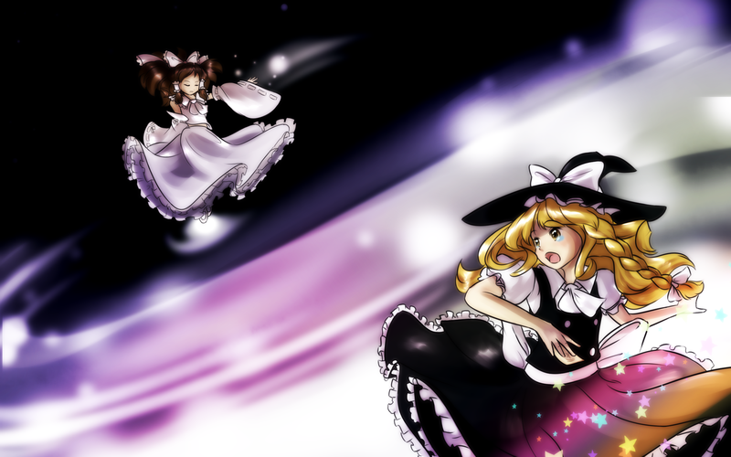 hakurei reimu and kirisame marisa (touhou and 1 more) drawn by teratobite