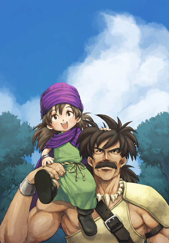 hero and papas (dragon quest and 1 more) drawn by nira_(niratoro)