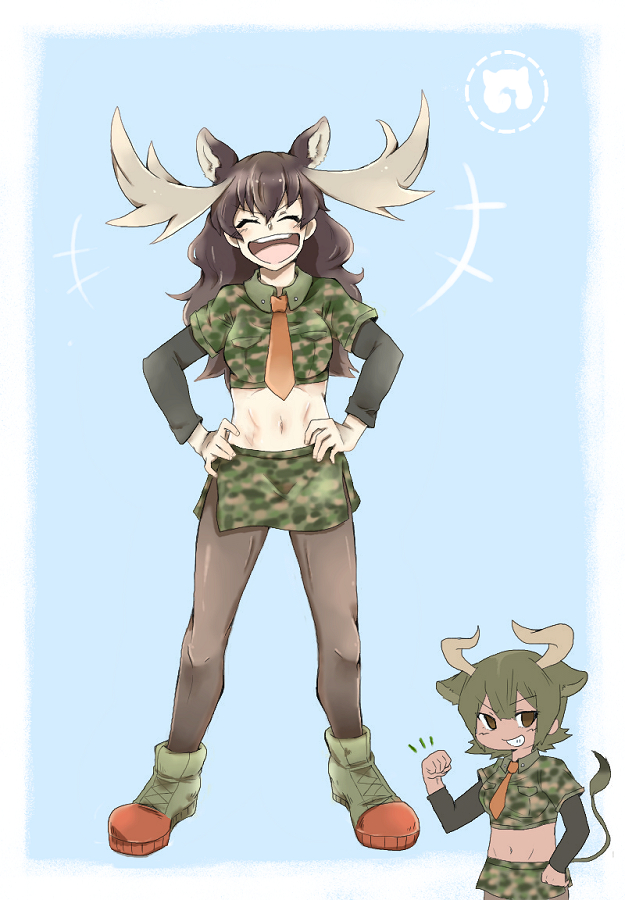 moose and aurochs (kemono friends) drawn by peperon_(801mominoki)